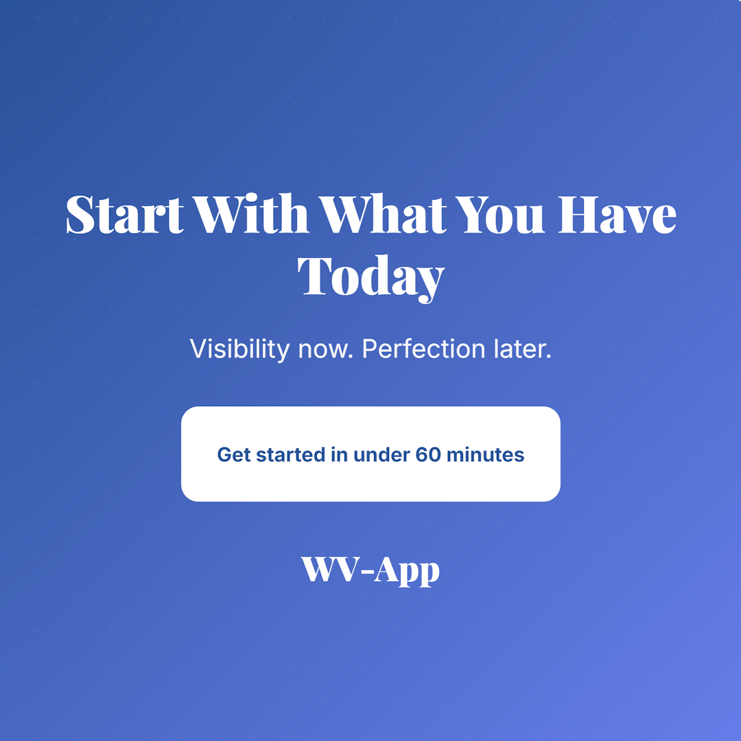 Slide 8: visibility now, perfection later